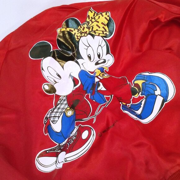 Vintage 80s Nasco Bomber Jacket Youth(10/12) Walt Disney Mickey Minnie Red Satin - Picture 11 of 16